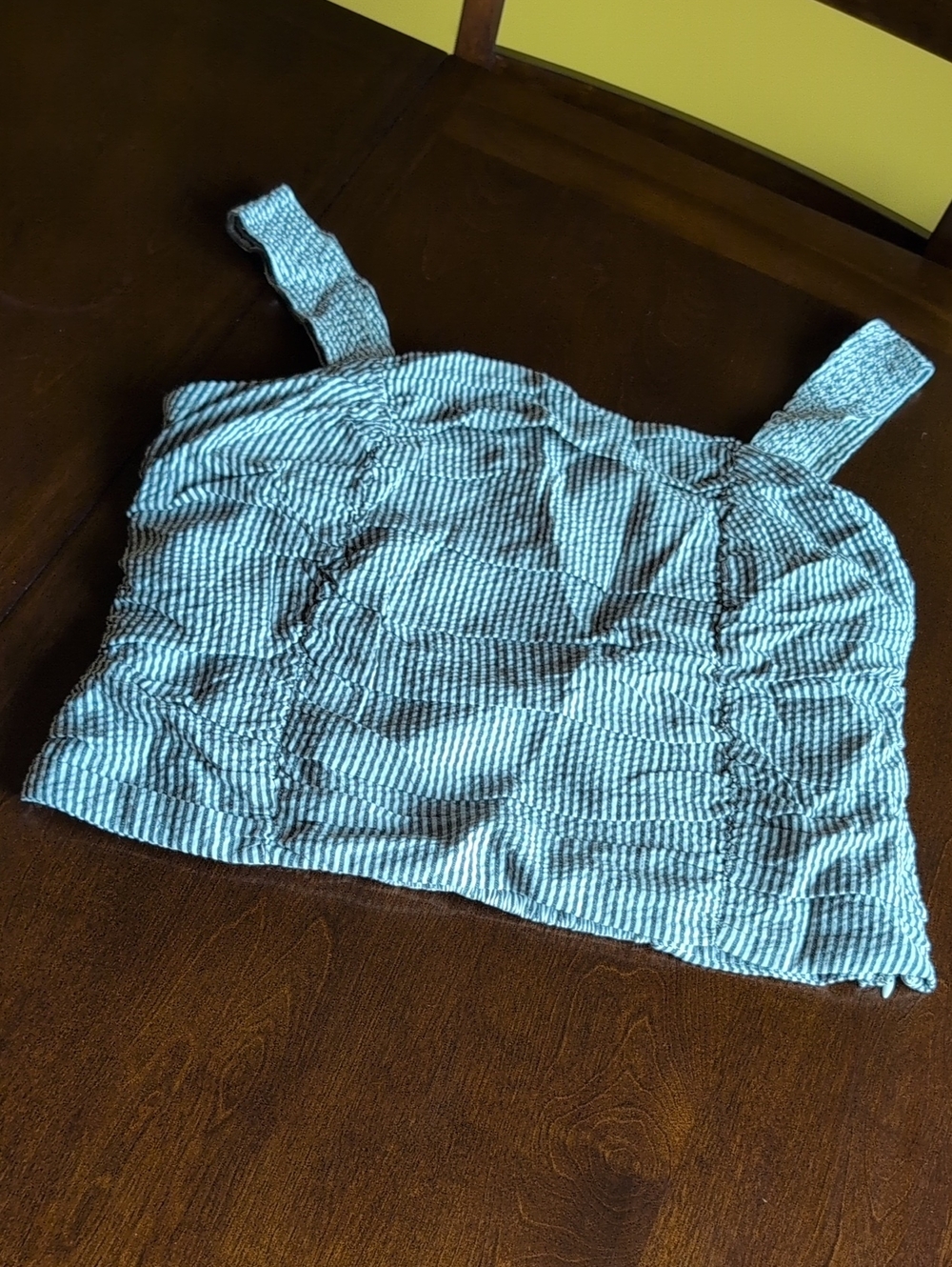 Pilcro Gray and White Striped Crop Top